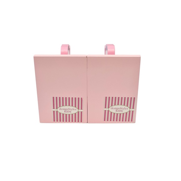 Pink and Gray Elephant Floral Wooden Bookends for Kids Nursery - Picture 4 of 7